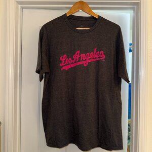 Fanatics Los Angeles Script T-Shirt Charcoal Gray Size XL MLB Style